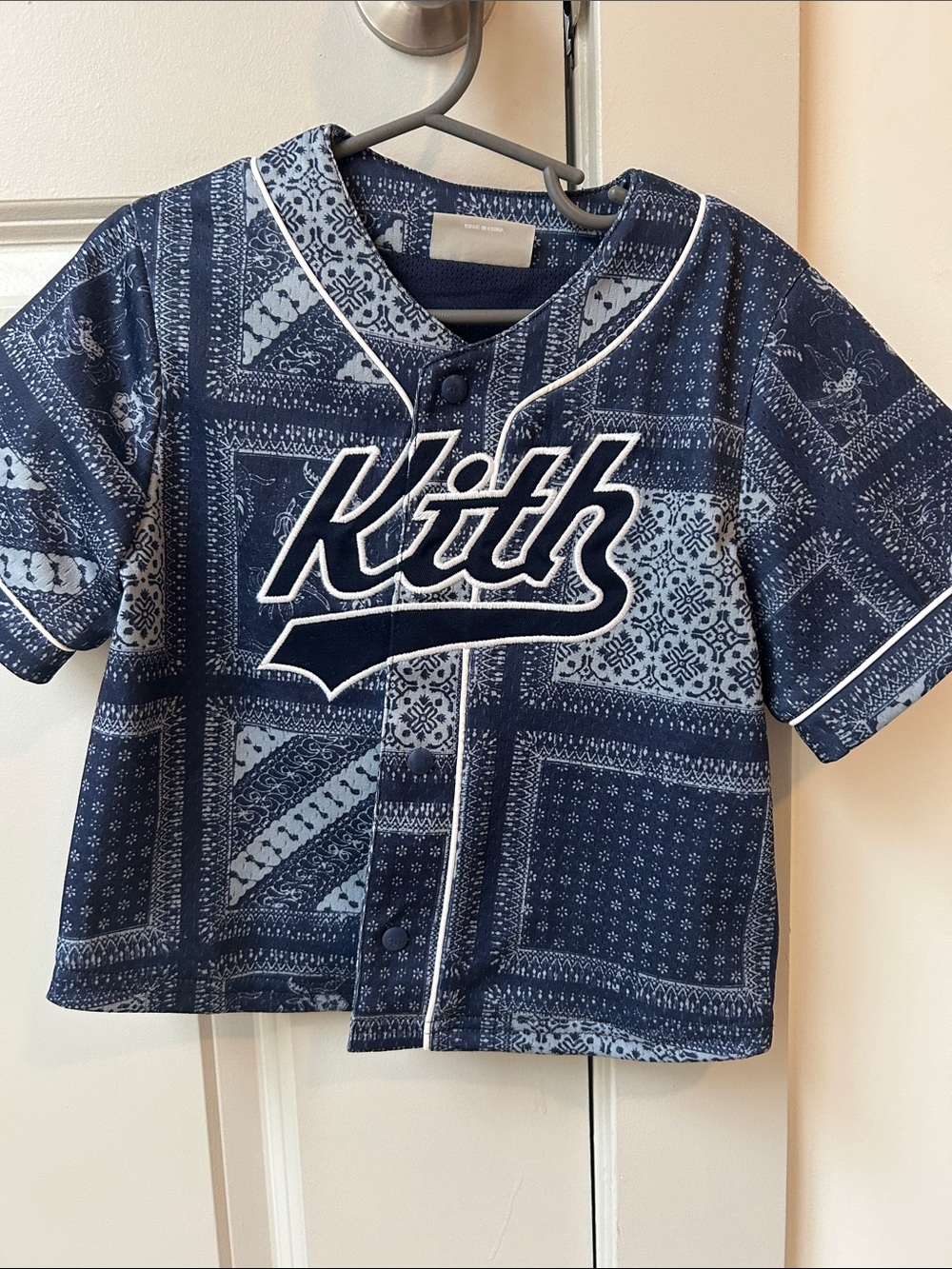 Kith Kids Navy & Light Blue Bandana Baseball Jersey